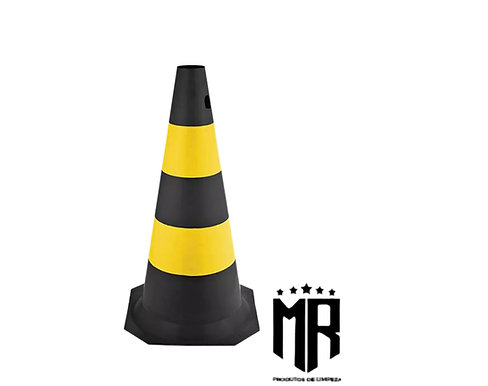 Cone Preto e Amarelo de Plástico rígido 75cm